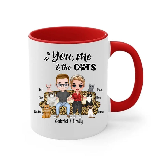 You Me and the Cats - Personalized Gifts Custom Cat Mug for Couples and Cat Lovers