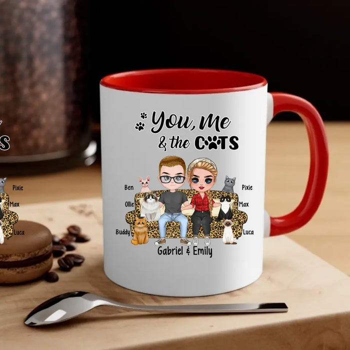 You Me and the Cats - Personalized Gifts Custom Cat Mug for Couples and Cat Lovers