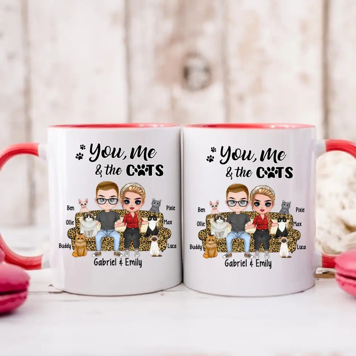 You Me and the Cats - Personalized Gifts Custom Cat Mug for Couples and Cat Lovers