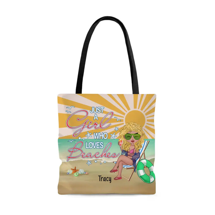 Just a Girl Who Loves Beaches - Personalized Gifts Custom Beach Tote Bag for Her, Beach Lovers