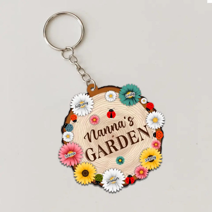 Nana's Garden - Personalized Gifts Custom Garden Acrylic Keychain for Grandma Mama, Garden Lovers