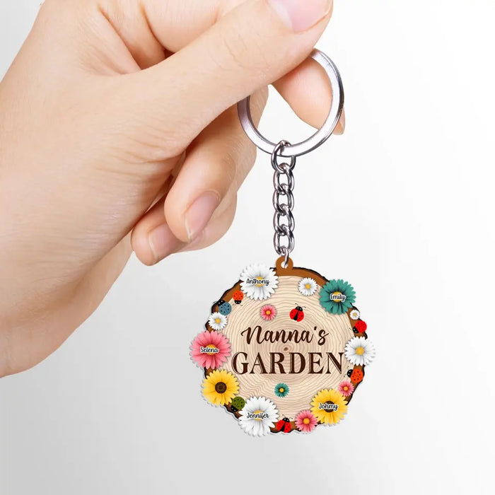 Nana's Garden - Personalized Gifts Custom Garden Acrylic Keychain for Grandma Mama, Garden Lovers
