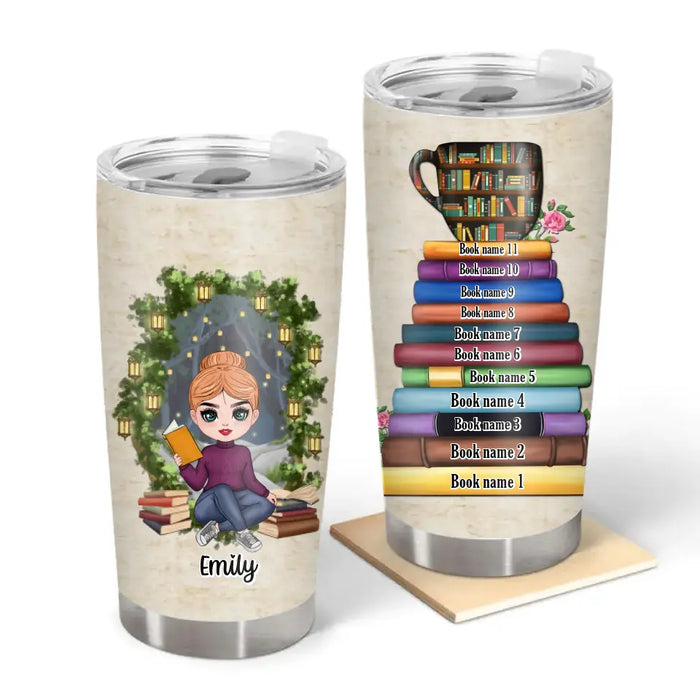 Girl Reading Book Custom Book Titles - Personalized Gifts Custom Reading Tumbler For Her, Book Lovers