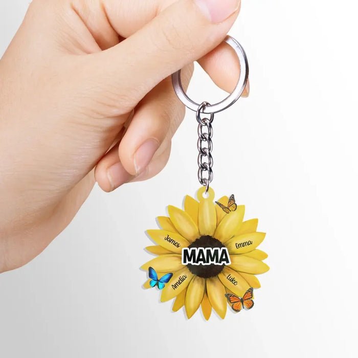 Custom Name Sunflower Colorful - Personalized Gifts Custom Acrylic Keychain for Mom Grandma Mimi Nana