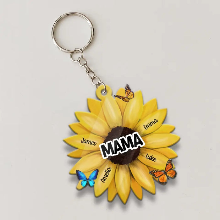 Custom Name Sunflower Colorful - Personalized Gifts Custom Acrylic Keychain for Mom Grandma Mimi Nana