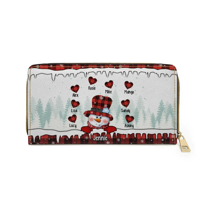 Christmas Snowman Nana Mom Sweet Heart - Personalized Gifts Custom Wallet For Mom Grandma