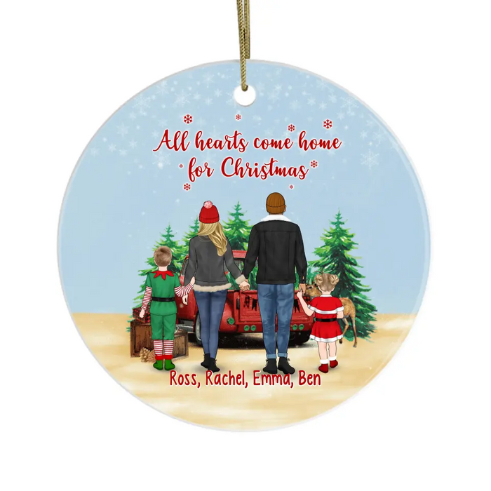 Personalized Ornament, Gift For Family And Friends, Up To 2 Kids, All Hearts Come Home For Christmas