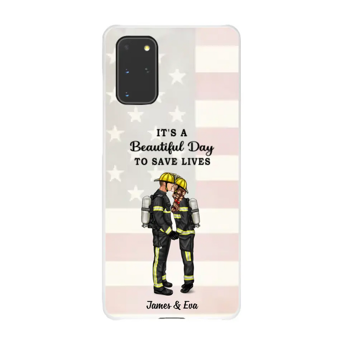 It's A Beautiful Day To Save Lives - Personalized Phone Case, Couple Portrait, Firefighter, EMS, Nurse, Police Officer, Military, Gifts by Occupation