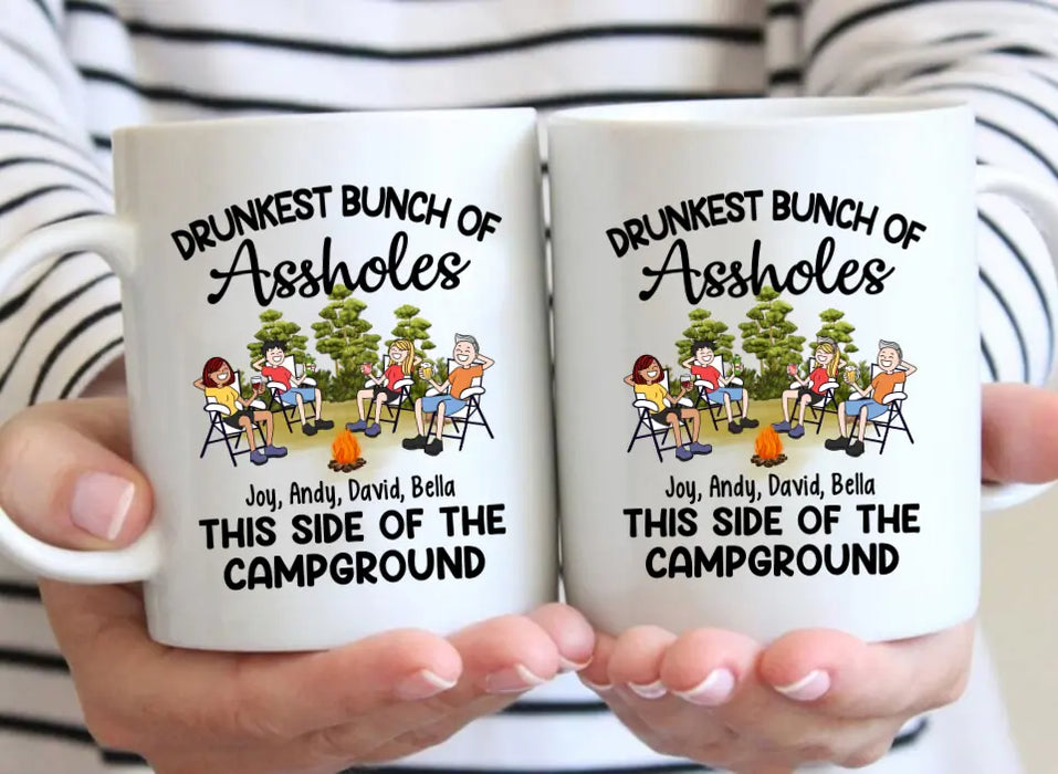 Drunkest Bunch Of Assholes This Side Of Campground - Personalized Gifts Custom Camping Mug For Friends For Couples, Camping Lovers