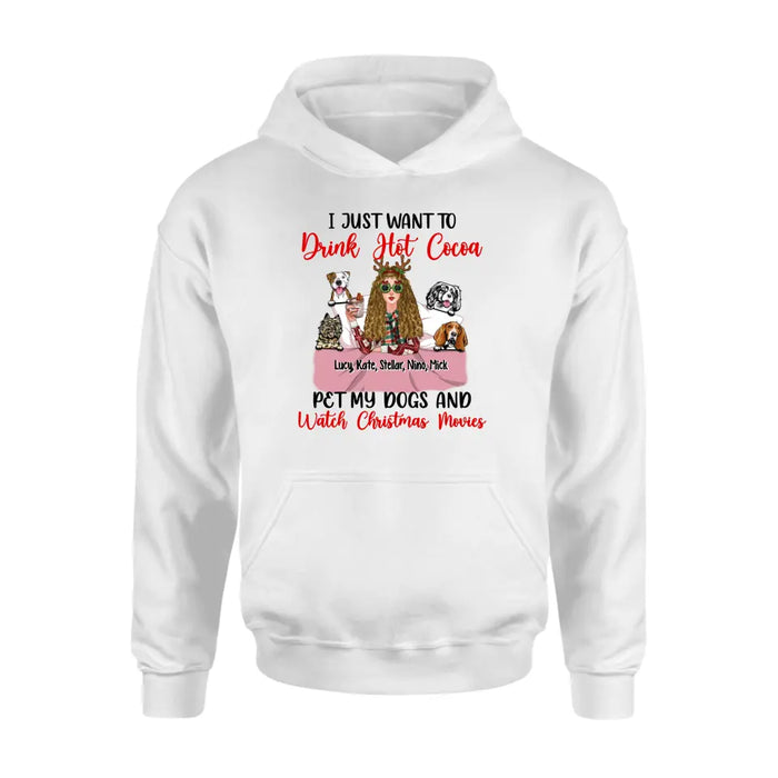 Personalized Shirt, I Just Want to Drink Hot Cocoa, Christmas Gift for Dog Lovers