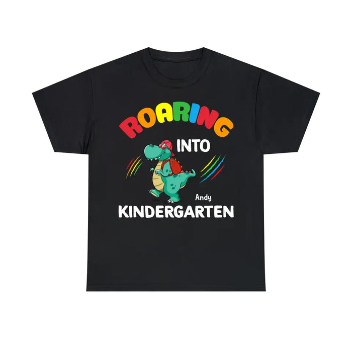 Personalized Shirt, Roaring Into Kindergarten, Back To School Gifts For Kindergarten Students