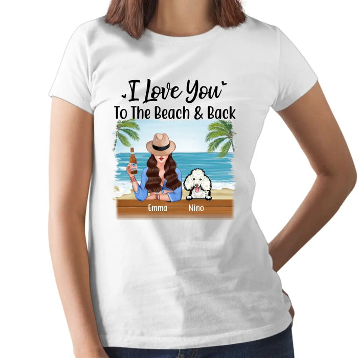 Personalized Shirt, Beach Girl With Peeking Dogs, Gift For Beach Lovers And Dog Lovers