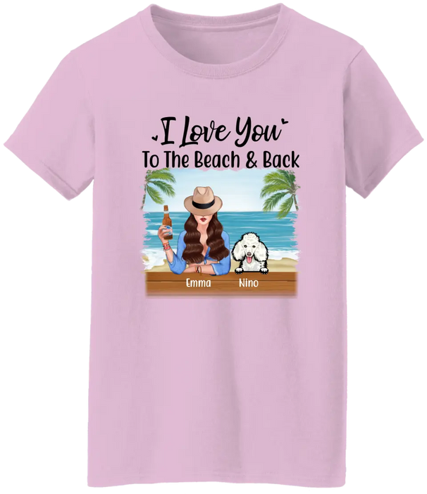 Personalized Shirt, Beach Girl With Peeking Dogs, Gift For Beach Lovers And Dog Lovers