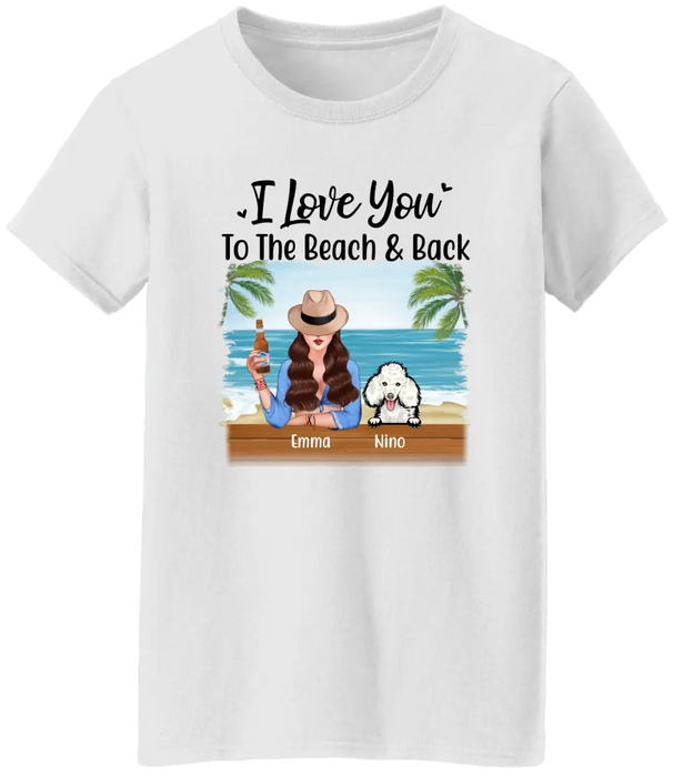 Personalized Shirt, Beach Girl With Peeking Dogs, Gift For Beach Lovers And Dog Lovers