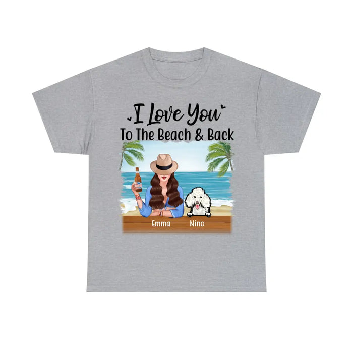 Personalized Shirt, Beach Girl With Peeking Dogs, Gift For Beach Lovers And Dog Lovers