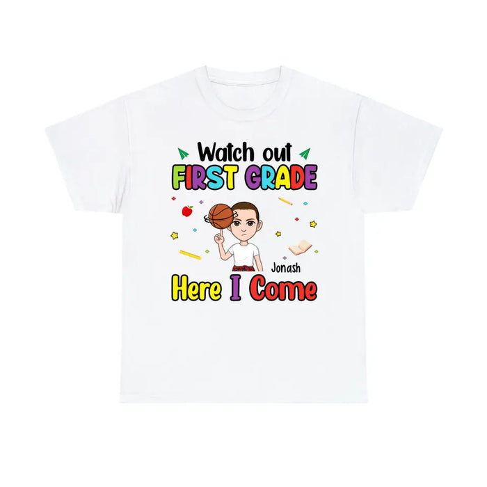 Personalized Shirt, Watch Out First Grade Here I Come, Back To School Gifts For Students