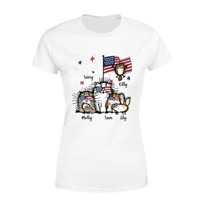 Personalized Shirt, Funny Cats, Custom Gift For 4th Of July And Cat Lovers