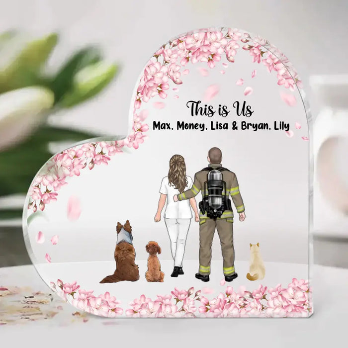 This Is Us - Personalized Gifts Custom Dog Acrylic Plaque For Firefighter Nurse Couples, Dog Lovers, Cat Lovers