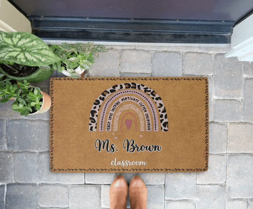 Teach Love Inspire Motivate Listen Encourage - Personalized Gifts Custom Teacher Doormat For Her, Back to School Gifts