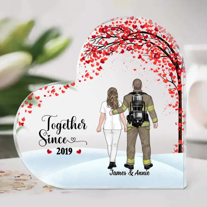 Together Since Year - Personalized Gifts Custom Acrylic Plaque For Firefighter Nurse Police Military Couples