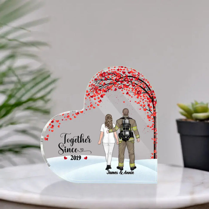 Together Since Year - Personalized Gifts Custom Acrylic Plaque For Firefighter Nurse Police Military Couples