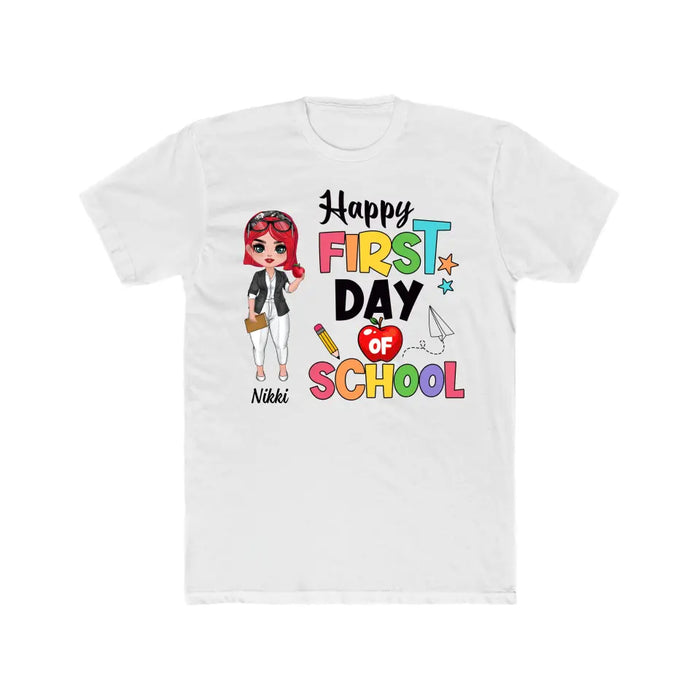 Happy First Day Of School - Personalized Gifts Custom Shirt For Teachers, Back To School Gifts