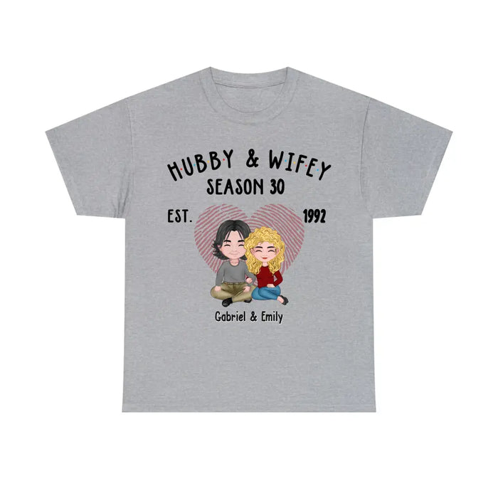 Hubby and Wifey - Personalized Gifts Custom Shirt for Couples, Anniversary Shirts for Husband and Wife