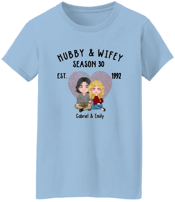 Hubby and Wifey - Personalized Gifts Custom Shirt for Couples, Anniversary Shirts for Husband and Wife