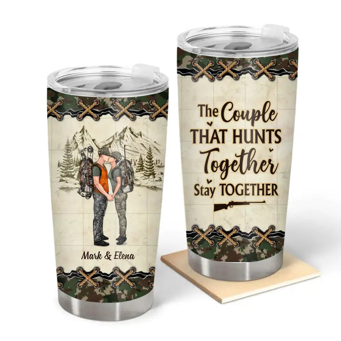 The Couples That Hunt Together Stay Together - Personalized Gifts Custom Hunting Tumbler For Couples, Hunting Lovers, Hunters