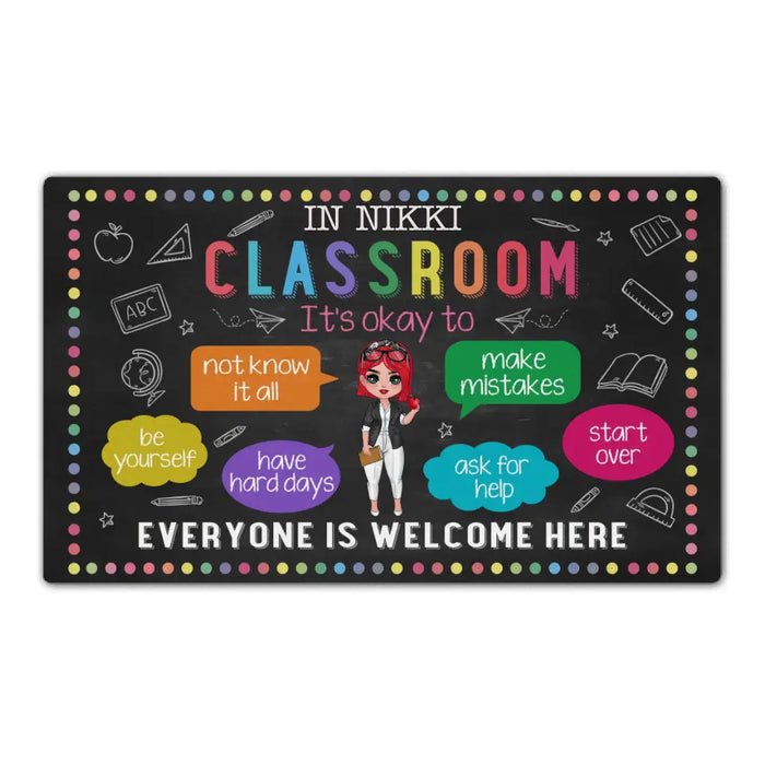 In Teacher Classroom It's Okay Everyone Is Welcome Here - Personalized Gifts Custom Doormat For Teachers, Back To School Gifts