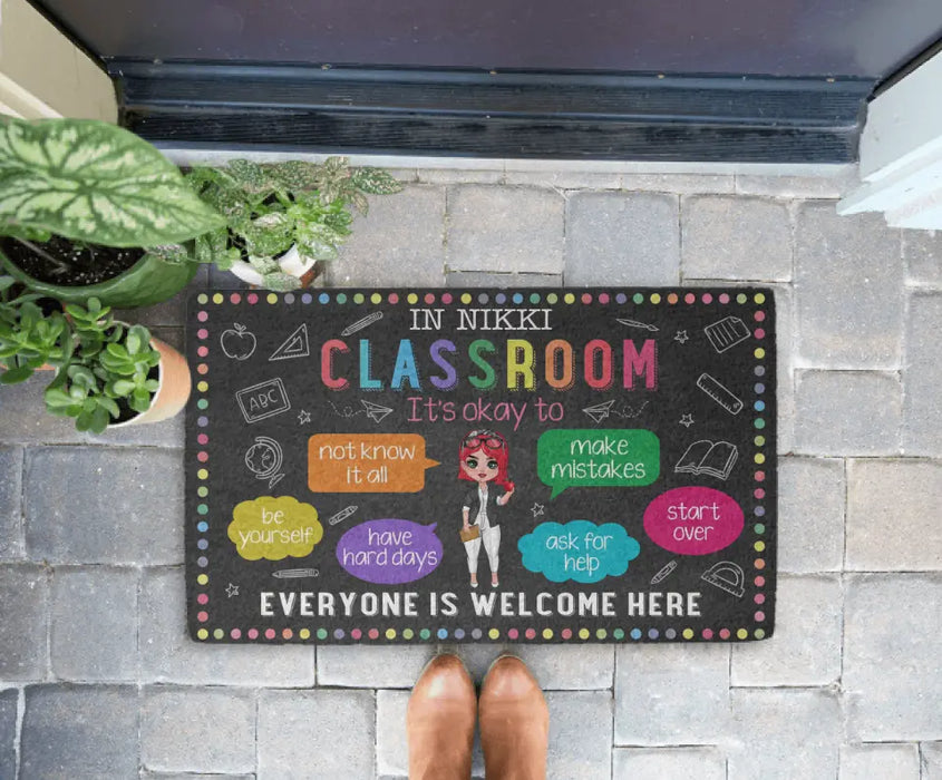 In Teacher Classroom It's Okay Everyone Is Welcome Here - Personalized Gifts Custom Doormat For Teachers, Back To School Gifts