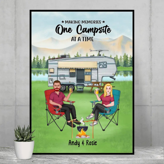 Making Memories One Campsite at a Time - Personalized Gifts Custom Camping Poster for Couples, Camping Lovers