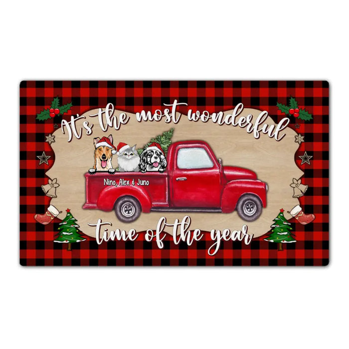 It's The Most Wonderful Time Of The Year - Christmas Personalized Gifts Custom Doormat For Fur Family, Dog Cat Lovers