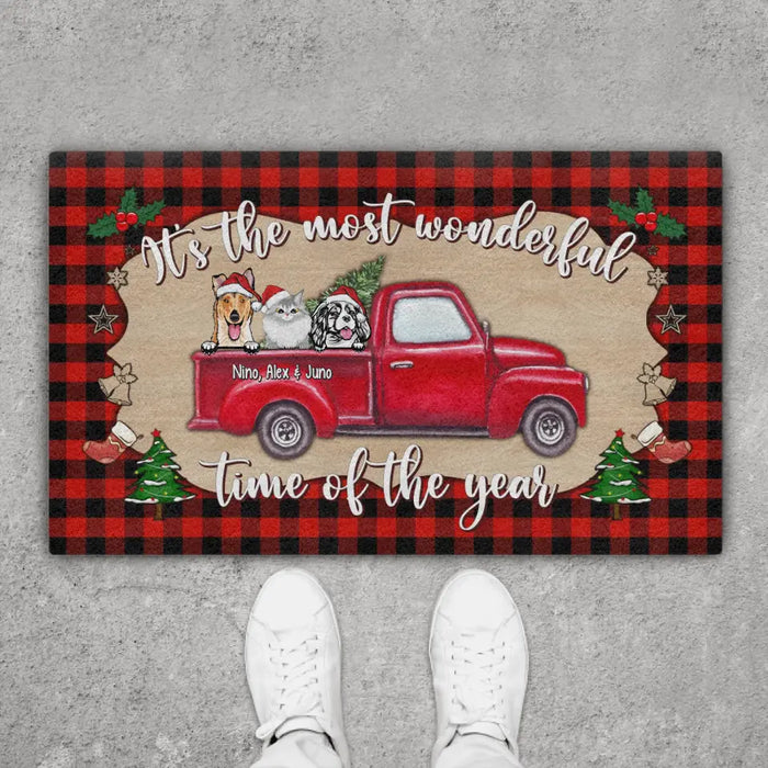 It's The Most Wonderful Time Of The Year - Christmas Personalized Gifts Custom Doormat For Fur Family, Dog Cat Lovers