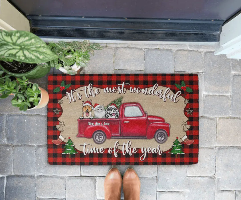 It's The Most Wonderful Time Of The Year - Christmas Personalized Gifts Custom Doormat For Fur Family, Dog Cat Lovers