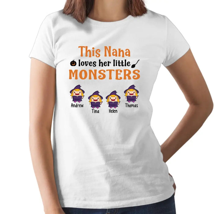 Personalized Shirt, This Nana Loves Her Little Monsters, Gifts For Halloween Family