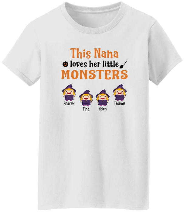 Personalized Shirt, This Nana Loves Her Little Monsters, Gifts For Halloween Family