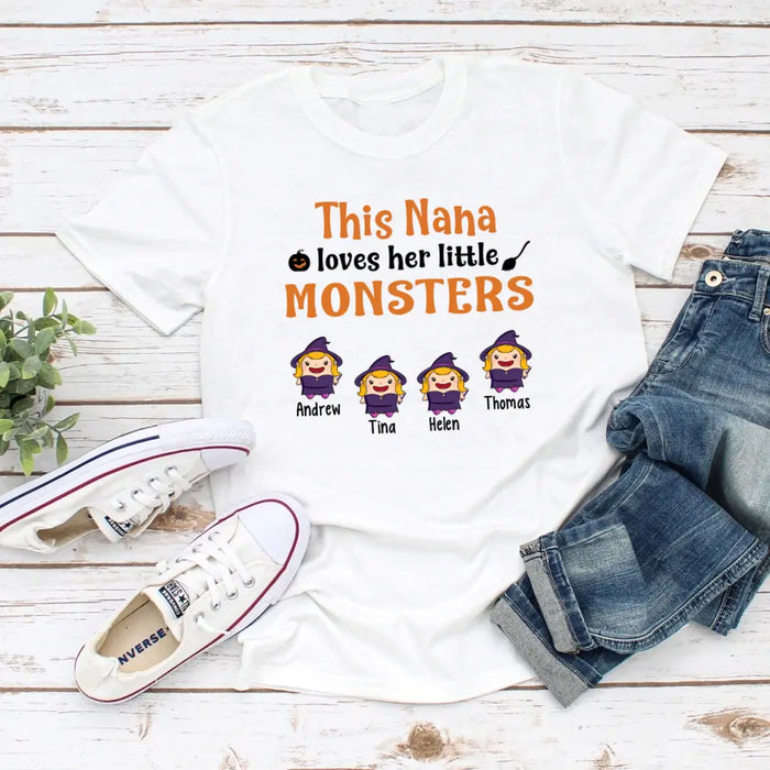 Personalized Shirt, This Nana Loves Her Little Monsters, Gifts For Halloween Family