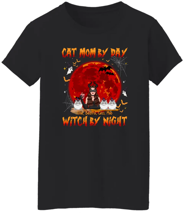 Cat Mom By Day Witch By Night - Halloween Personalized Gifts Custom Cat Shirt For Her, Cat Lovers