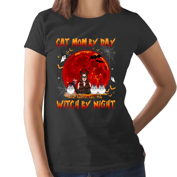 Cat Mom By Day Witch By Night - Halloween Personalized Gifts Custom Cat Shirt For Her, Cat Lovers