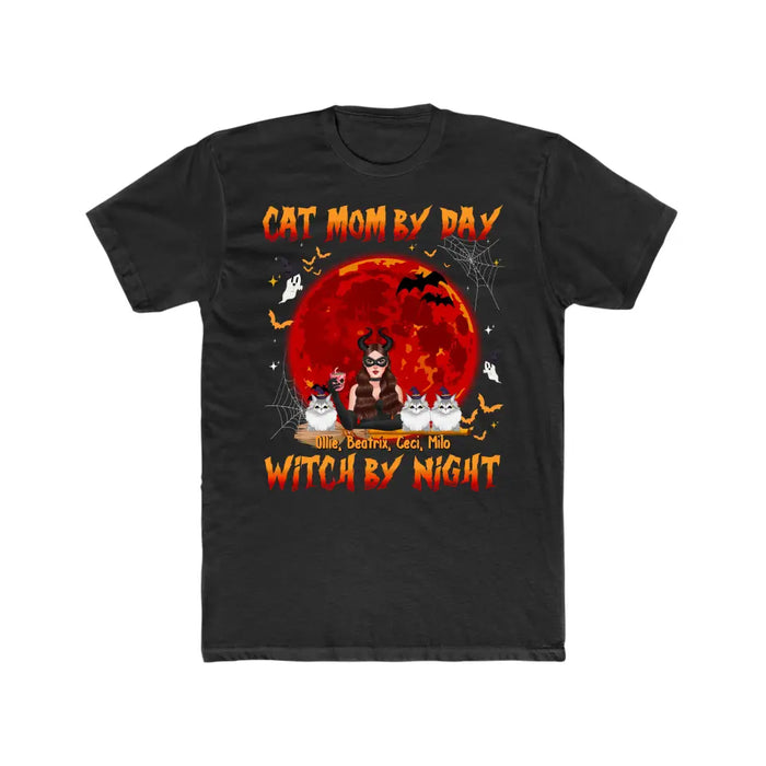 Cat Mom By Day Witch By Night - Halloween Personalized Gifts Custom Cat Shirt For Her, Cat Lovers