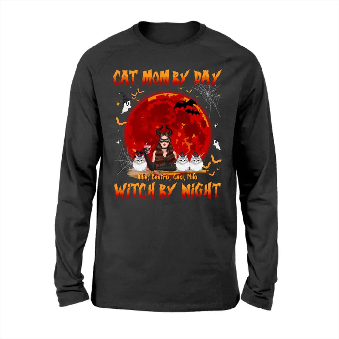 Cat Mom By Day Witch By Night - Halloween Personalized Gifts Custom Cat Shirt For Her, Cat Lovers