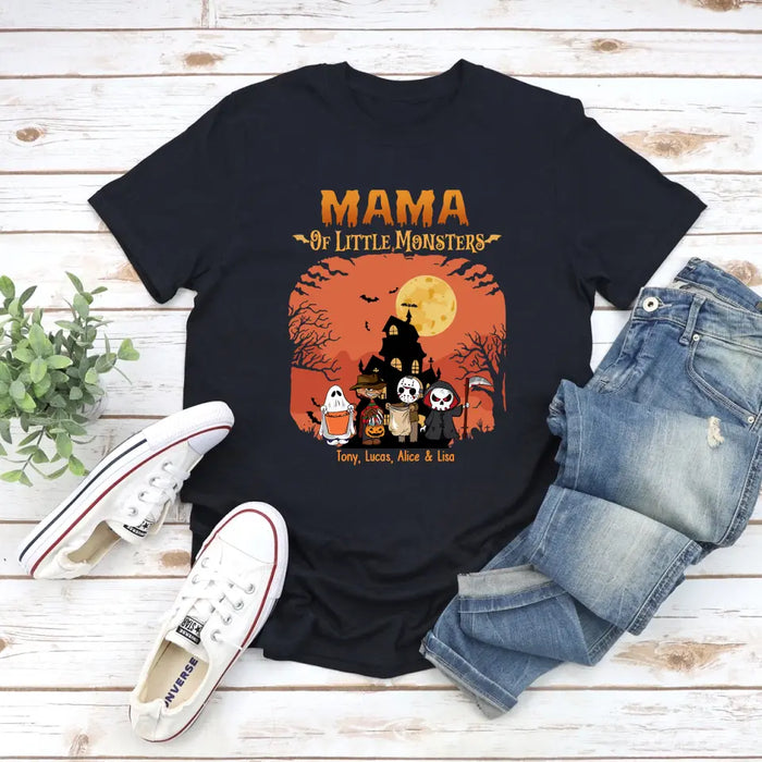 Mama Of Little Monsters - Personalized Gifts Custom Horror Shirt For Grandma Mom, Funny Halloween Creepy Shirt