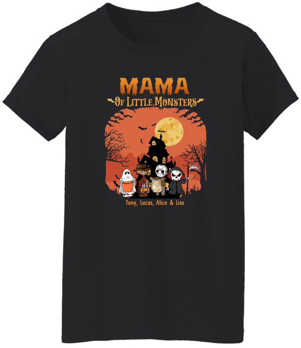 Mama Of Little Monsters - Personalized Gifts Custom Horror Shirt For Grandma Mom, Funny Halloween Creepy Shirt