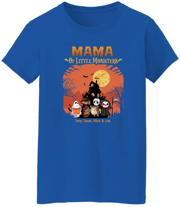 Mama Of Little Monsters - Personalized Gifts Custom Horror Shirt For Grandma Mom, Funny Halloween Creepy Shirt