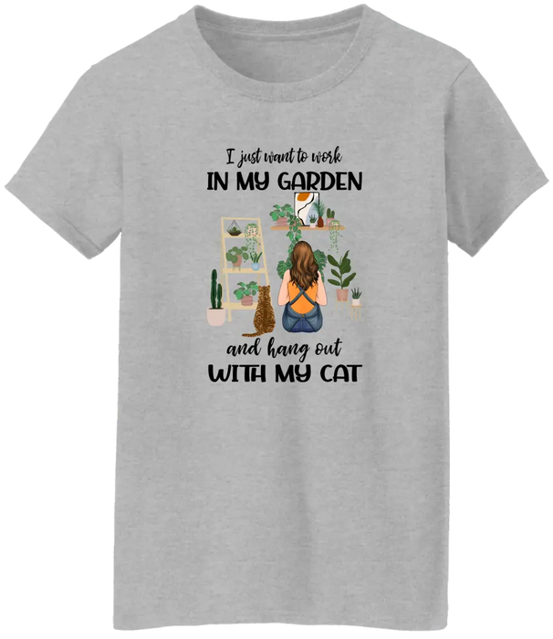 Personalized Shirt, A Girl Gardening With Cats, Gift For Gardeners, Gift For Cat Lovers