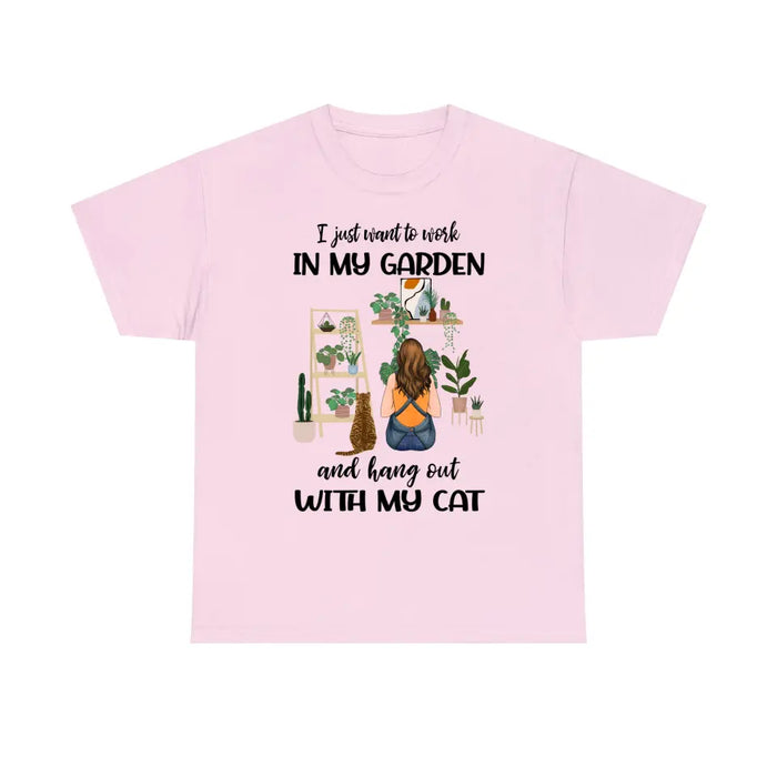 Personalized Shirt, A Girl Gardening With Cats, Gift For Gardeners, Gift For Cat Lovers