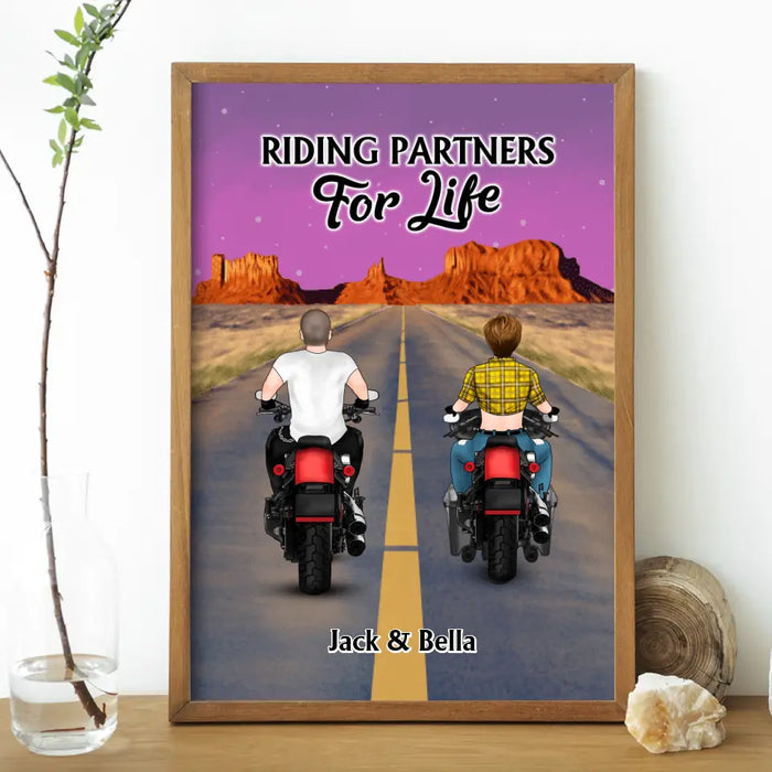 Riding Partners for Life - Personalized Gifts Custom Motorcycle Poster for Couples, Motorcycle Lovers, Motorcycle Riders