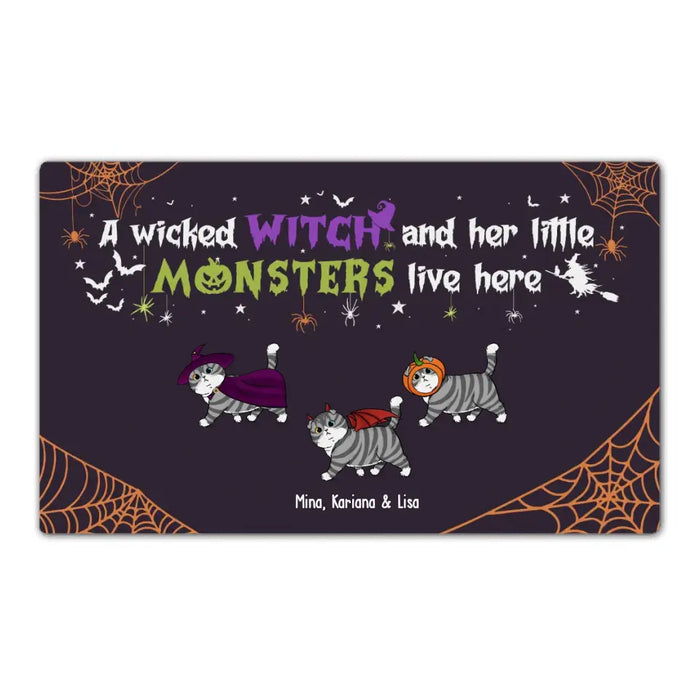 Never Mind The Witch, Beware Of The Cats - Personalized Halloween Gifts Custom Cat Doormat For Fur Family, Cat Lovers