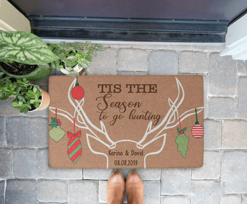 Tis The Season To Go Hunting - Christmas Personalized Gifts Custom Hunting Doormat For Family, Hunting Lovers